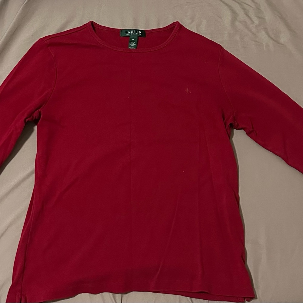 Lauren Ralph Lauren Deep Red Crew Neck Top